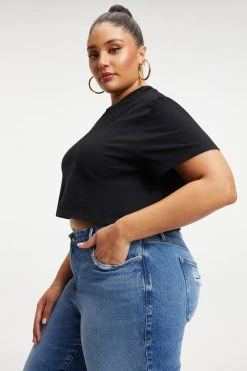 Best deal 🧨 GOOD AMERICAN CROPPED TEE | BLACK001 Tees & Tops ✨ 19 GOOD AMERICAN CROPPED TEE | BLACK001 Tees & Tops