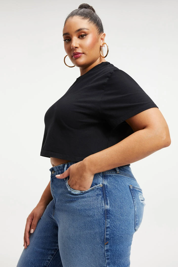 Best deal 🧨 GOOD AMERICAN CROPPED TEE | BLACK001 Tees & Tops ✨ 9 GOOD AMERICAN CROPPED TEE | BLACK001 Tees & Tops