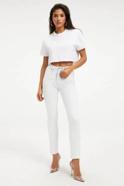 GOOD AMERICAN Tees & Tops CROPPED TEE | WHITE001