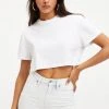 GOOD AMERICAN Tees & Tops CROPPED TEE | WHITE001