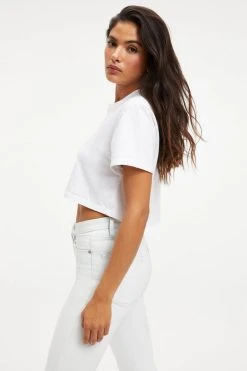 GOOD AMERICAN Tees & Tops CROPPED TEE | WHITE001