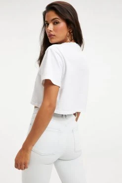 GOOD AMERICAN Tees & Tops CROPPED TEE | WHITE001
