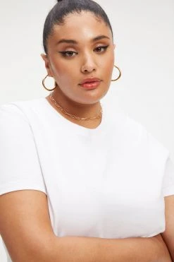 GOOD AMERICAN Tees & Tops CLASSIC CREW NECK | WHITE001