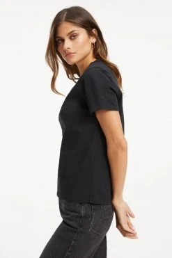 GOOD AMERICAN Tees & Tops CLASSIC V-NECK | BLACK001