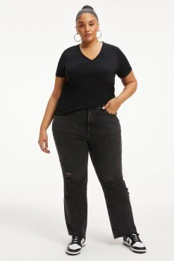 GOOD AMERICAN Tees & Tops CLASSIC V-NECK | BLACK001