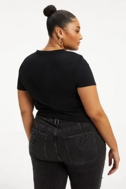 GOOD AMERICAN Tees & Tops CLASSIC V-NECK | BLACK001