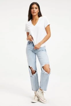 GOOD AMERICAN CLASSIC V-NECK | WHITE001 Tees & Tops