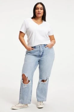 GOOD AMERICAN CLASSIC V-NECK | WHITE001 Tees & Tops