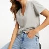 GOOD AMERICAN CLASSIC V-NECK | HEATHER GREY001