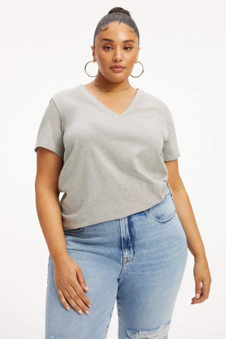 Brand new 🥰 GOOD AMERICAN CLASSIC V-NECK | HEATHER GREY001 ✨ 8 GOOD AMERICAN CLASSIC V-NECK | HEATHER GREY001