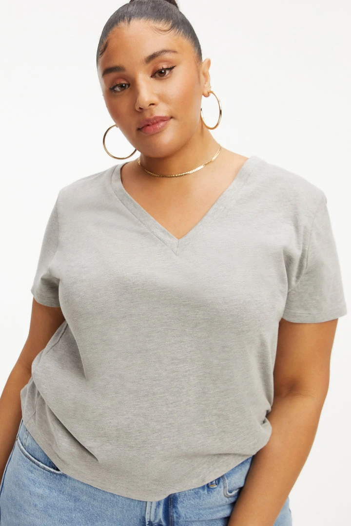 Brand new 🥰 GOOD AMERICAN CLASSIC V-NECK | HEATHER GREY001 ✨ 6 GOOD AMERICAN CLASSIC V-NECK | HEATHER GREY001