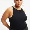 GOOD AMERICAN Tees & Tops FITTED RIBBED TANK | BLACK001