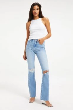 GOOD AMERICAN Tees & Tops FITTED RIBBED TANK | WHITE001