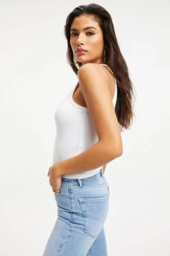 GOOD AMERICAN Tees & Tops FITTED RIBBED TANK | WHITE001