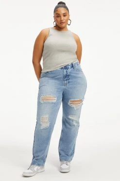 GOOD AMERICAN Tees & Tops FITTED RIBBED TANK | HEATHER GREY001