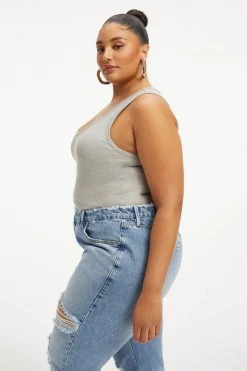 GOOD AMERICAN Tees & Tops FITTED SCOOP NECK TANK | HEATHER GREY001
