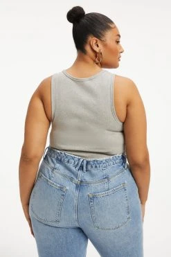 GOOD AMERICAN Tees & Tops FITTED SCOOP NECK TANK | HEATHER GREY001