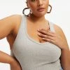 GOOD AMERICAN Tees & Tops FITTED SCOOP NECK TANK | HEATHER GREY001