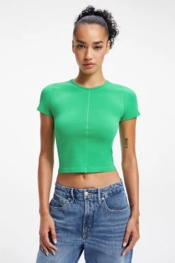 GOOD AMERICAN SO SOFT SCULPTED TEE | SUMMER GREEN002