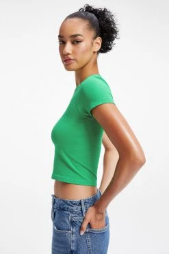 GOOD AMERICAN SO SOFT SCULPTED TEE | SUMMER GREEN002