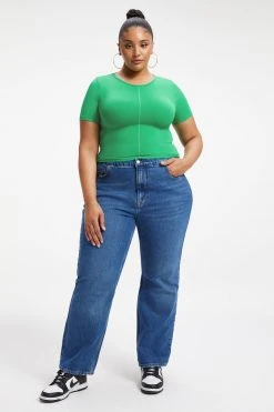 GOOD AMERICAN SO SOFT SCULPTED TEE | SUMMER GREEN002