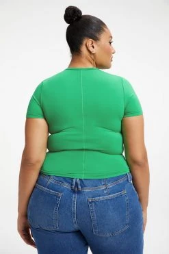 GOOD AMERICAN SO SOFT SCULPTED TEE | SUMMER GREEN002
