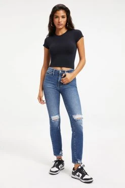 GOOD AMERICAN SO SOFT SCULPTED TEE | BLACK001