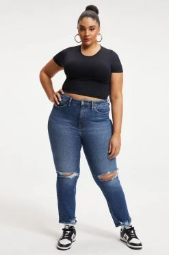 Promo ❤️ GOOD AMERICAN SO SOFT SCULPTED TEE | BLACK001 ⌛ 19 GOOD AMERICAN SO SOFT SCULPTED TEE | BLACK001