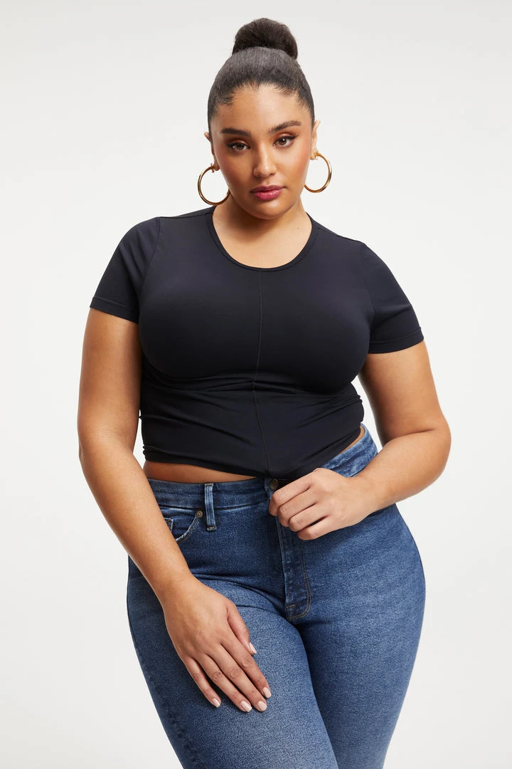 Promo ❤️ GOOD AMERICAN SO SOFT SCULPTED TEE | BLACK001 ⌛ 5 GOOD AMERICAN SO SOFT SCULPTED TEE | BLACK001