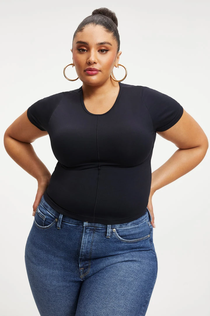 Promo ❤️ GOOD AMERICAN SO SOFT SCULPTED TEE | BLACK001 ⌛ 6 GOOD AMERICAN SO SOFT SCULPTED TEE | BLACK001