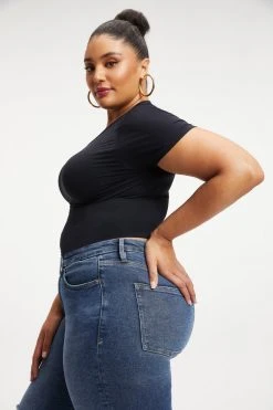 Promo ❤️ GOOD AMERICAN SO SOFT SCULPTED TEE | BLACK001 ⌛ 20 GOOD AMERICAN SO SOFT SCULPTED TEE | BLACK001