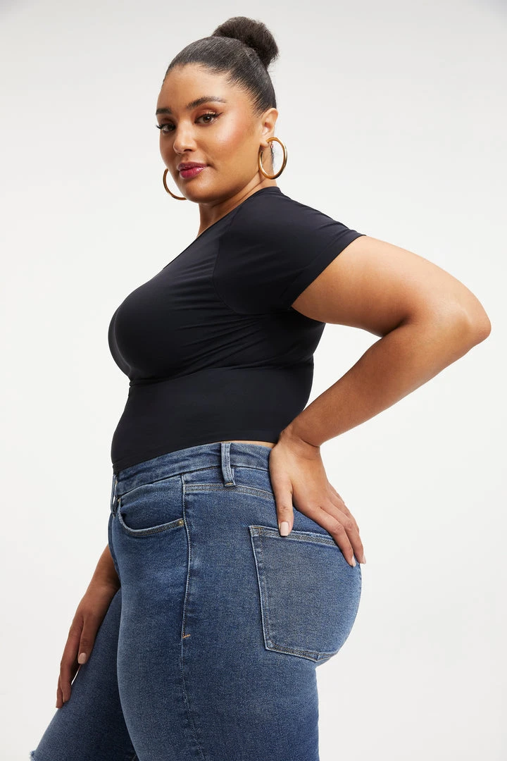 Promo ❤️ GOOD AMERICAN SO SOFT SCULPTED TEE | BLACK001 ⌛ 9 GOOD AMERICAN SO SOFT SCULPTED TEE | BLACK001