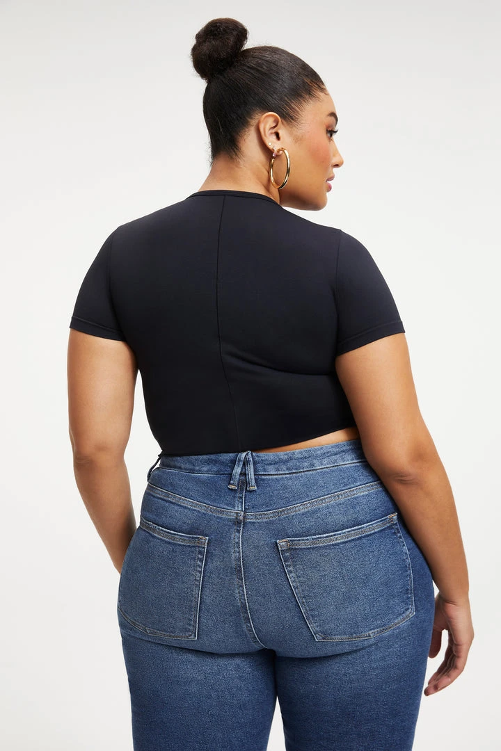 Promo ❤️ GOOD AMERICAN SO SOFT SCULPTED TEE | BLACK001 ⌛ 10 GOOD AMERICAN SO SOFT SCULPTED TEE | BLACK001