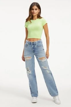 GOOD AMERICAN SO SOFT SCULPTED TEE | KEY LIME001 Tees & Tops