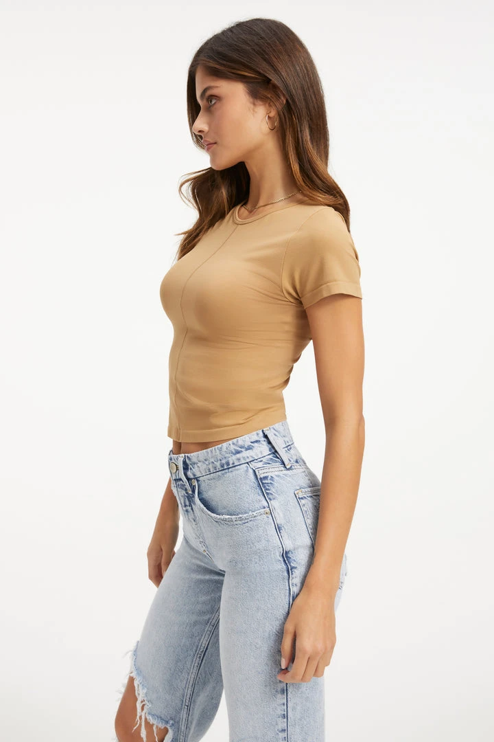 Best reviews of ⌛ GOOD AMERICAN SO SOFT SCULPTED TEE | PECAN001 Tees & Tops ⌛ 4 GOOD AMERICAN SO SOFT SCULPTED TEE | PECAN001 Tees & Tops