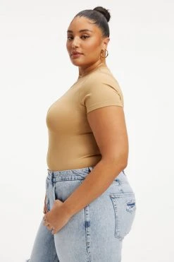 Best reviews of ⌛ GOOD AMERICAN SO SOFT SCULPTED TEE | PECAN001 Tees & Tops ⌛ 19 GOOD AMERICAN SO SOFT SCULPTED TEE | PECAN001 Tees & Tops