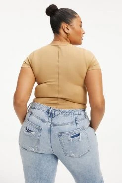 Best reviews of ⌛ GOOD AMERICAN SO SOFT SCULPTED TEE | PECAN001 Tees & Tops ⌛ 20 GOOD AMERICAN SO SOFT SCULPTED TEE | PECAN001 Tees & Tops