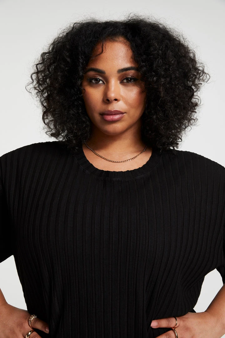 Hot Sale ⌛ GOOD AMERICAN Tees & Tops RIBBED BOYFRIEND TEE | BLACK001 ✔️ 10 GOOD AMERICAN Tees & Tops RIBBED BOYFRIEND TEE | BLACK001