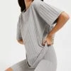 GOOD AMERICAN Tees & Tops RIBBED BOYFRIEND TEE | HEATHER GREY001