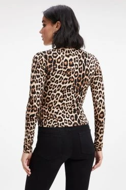 GOOD AMERICAN GOOD TOUCH WRAP TOP | GOOD LEOPARD003