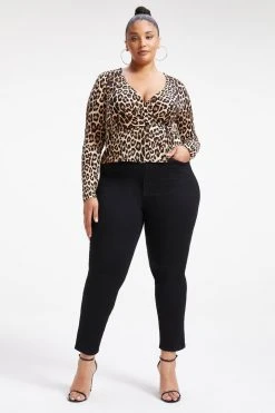GOOD AMERICAN GOOD TOUCH WRAP TOP | GOOD LEOPARD003