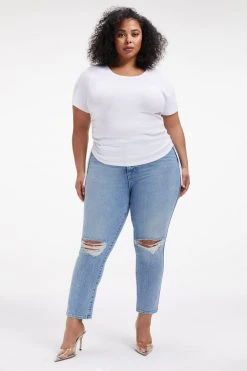 GOOD AMERICAN Tops RUCHED TEE | WHITE001