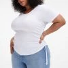 GOOD AMERICAN Tops RUCHED TEE | WHITE001