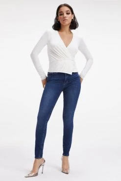 GOOD AMERICAN GOOD TOUCH WRAP TOP | IVORY001 Tops