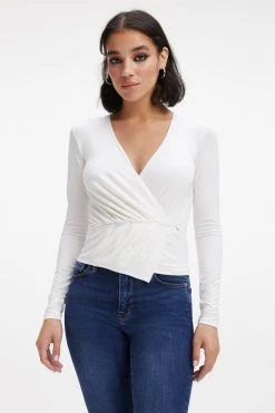 GOOD AMERICAN GOOD TOUCH WRAP TOP | IVORY001 Tops