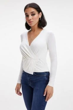 GOOD AMERICAN GOOD TOUCH WRAP TOP | IVORY001 Tops
