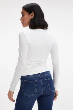 GOOD AMERICAN GOOD TOUCH WRAP TOP | IVORY001 Tops