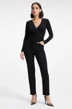 Wholesale 🥰 GOOD AMERICAN Tops GOOD TOUCH WRAP TOP | BLACK001 ⌛ 19 GOOD AMERICAN Tops GOOD TOUCH WRAP TOP | BLACK001