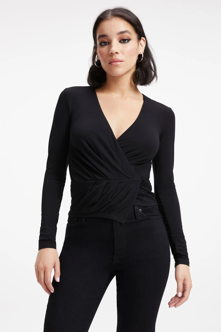 Wholesale 🥰 GOOD AMERICAN Tops GOOD TOUCH WRAP TOP | BLACK001 ⌛ 9 GOOD AMERICAN Tops GOOD TOUCH WRAP TOP | BLACK001