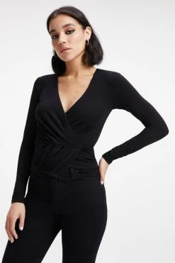 Wholesale 🥰 GOOD AMERICAN Tops GOOD TOUCH WRAP TOP | BLACK001 ⌛ 18 GOOD AMERICAN Tops GOOD TOUCH WRAP TOP | BLACK001